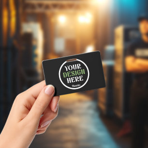 Tarjeta De Identificación Código QR de Marca Comercial Negra Personalizada