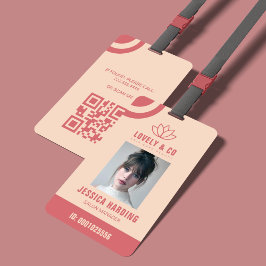 Tarjeta De Identificación Código Qr del empleado del salón Elegant Rose & Iv