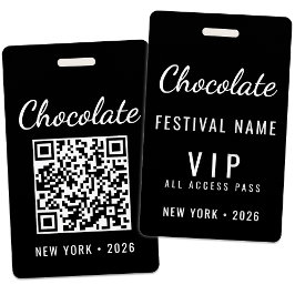 Tarjeta De Identificación Código QR del evento del Festival de Chocolate Per