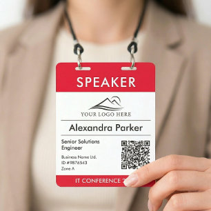 Tarjeta De Identificación Código QR del evento del logotipo corporativo ID R