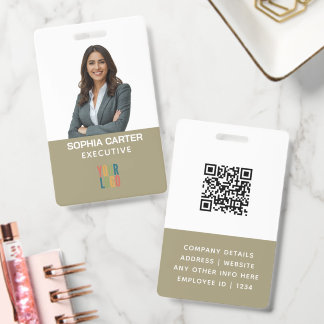 Tarjeta De Identificación Código QR del logotipo de foto personalizada Emple