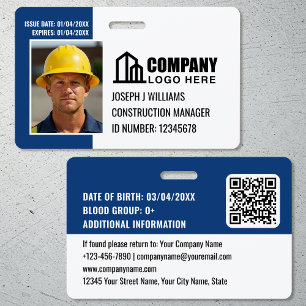 Tarjeta De Identificación Código QR del logotipo de ID del sitio de construc