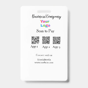 Tarjeta De Identificación Código QR del logotipo de la empresa de pago por e