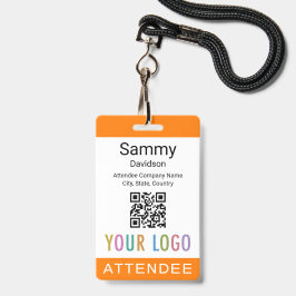 Tarjeta De Identificación Código QR del logotipo de la insignia de invitado 