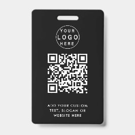 Tarjeta De Identificación Código QR | Evento de Logo Empresarial Negro Moder
