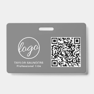Tarjeta De Identificación Código QR gris simple ID de empleado