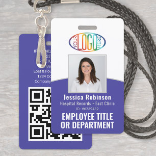 Tarjeta De Identificación Código QR Logo corporativo Foto ID de empleado Púr