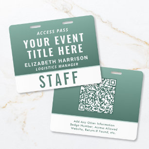 Tarjeta De Identificación Código QR moderno Identificación de Acceso a Event