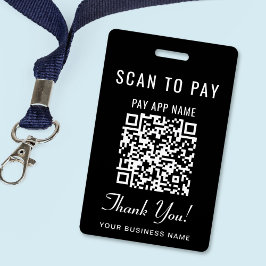 Tarjeta De Identificación Código QR negro para pagar al escanear