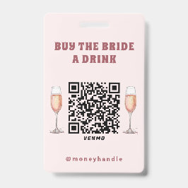 Tarjeta De Identificación Código QR para que la Desposada Compre una Bebida
