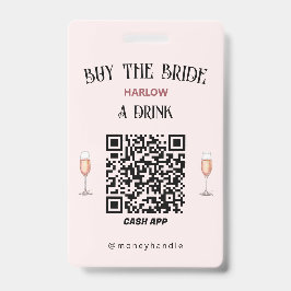 Tarjeta De Identificación Código QR para que la novia compre una bebida