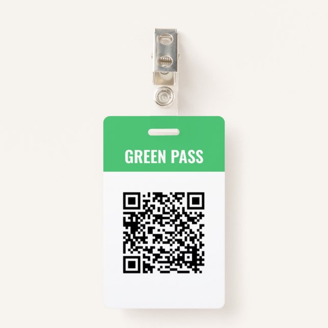 Tarjeta De Identificación Código Qr personalizado Código Covid Green Pass (Anverso con clip)