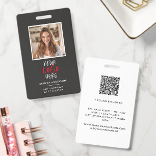 Tarjeta De Identificación Código QR personalizado para empleados con logotip