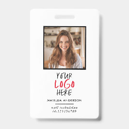 Tarjeta De Identificación Código QR personalizado para empleados con logotip