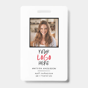 Tarjeta De Identificación Código QR personalizado para empleados con logotip