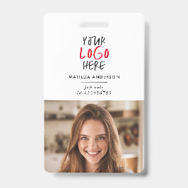 Tarjeta De Identificación Código QR personalizado para empleados con logotip