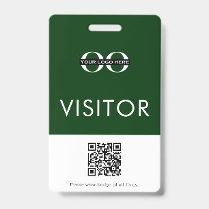 Tarjeta De Identificación Código QR personalizado verde visitante