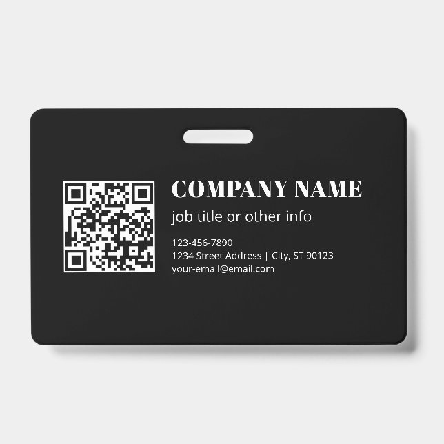 Tarjeta De Identificación Código QR personalizado y texto retro-moderno edit (Parte frontal)