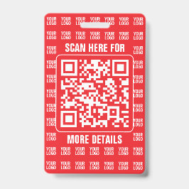 Tarjeta De Identificación Código QR promocional (editable) con patrón de log