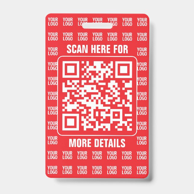 Tarjeta De Identificación Código QR promocional (editable) con patrón de log (Anverso)