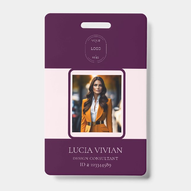 Tarjeta De Identificación Código QR Rojo Real Nombre del Empleado Foto (Parte frontal)