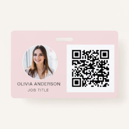 Tarjeta De Identificación Código QR Rubor Pink Photo Business Card
