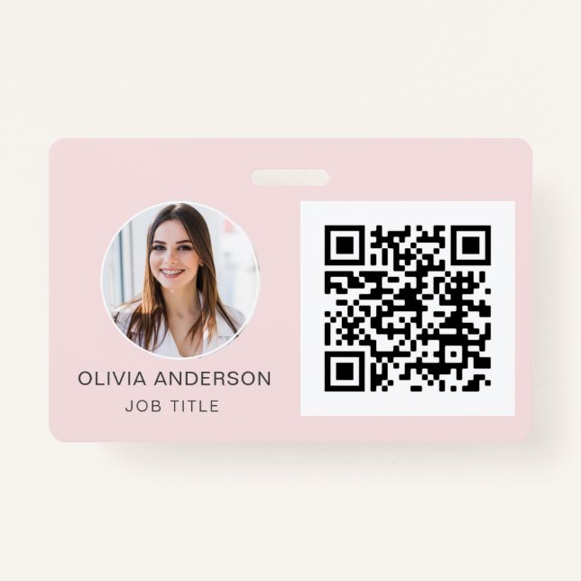Tarjeta De Identificación Código QR Rubor Pink Photo Business Card (Anverso)