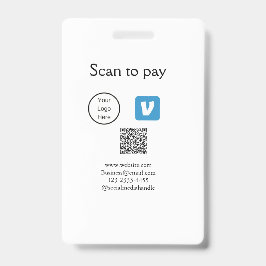 Tarjeta De Identificación código QR venmo escanear para pagar agregar logoti