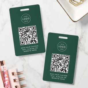 Tarjeta De Identificación Código QR Verde Forestal Logotipo Personalizado de