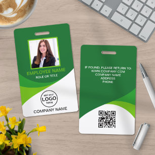 Tarjeta De Identificación Código QR verde personalizado para empleados corpo