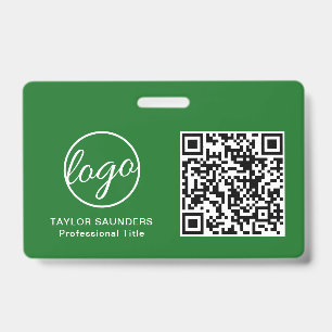Tarjeta De Identificación Código QR verde simple ID de empleado