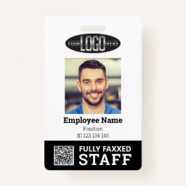 Tarjeta De Identificación Código QR y identificación de foto de empleado de