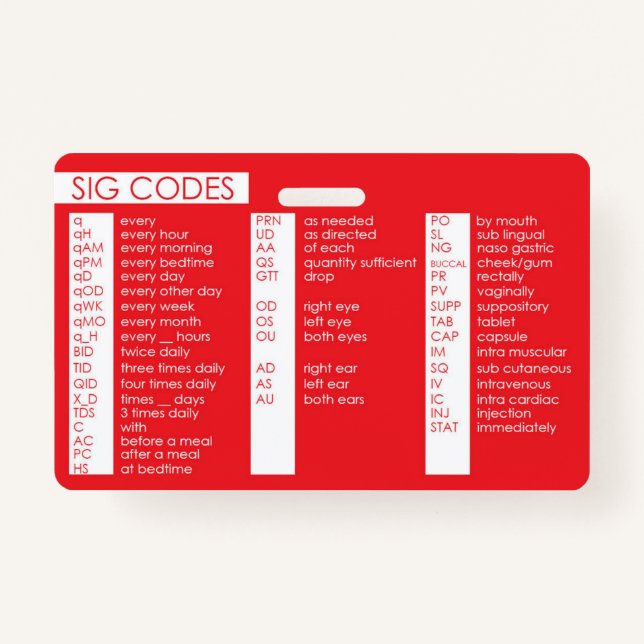 Tarjeta De Identificación Código Sig (Anverso)