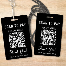 Tarjeta De Identificación Códigos QR de pago Scan to Pay 2 Negros