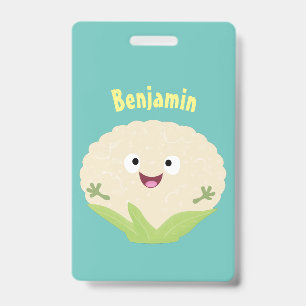 Tarjeta De Identificación Col rizada vegetal de dibujos animados linda y fel