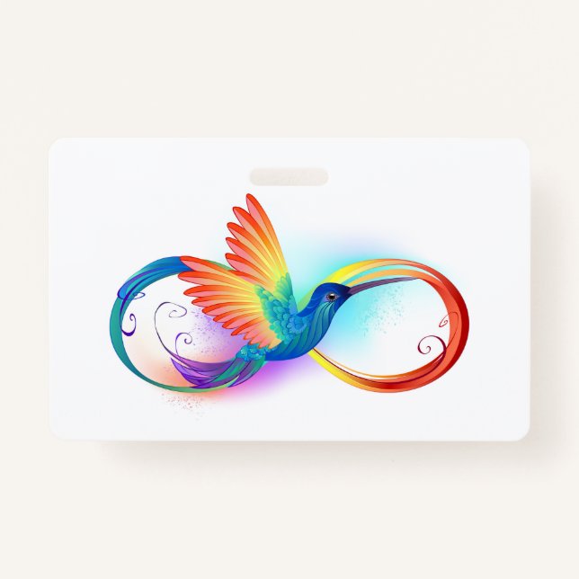 Tarjeta De Identificación Colibrí arcoiris con símbolo Infinity (Anverso)