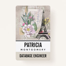 Tarjeta De Identificación Collage de flores vintage y Ilustracion de la Torr