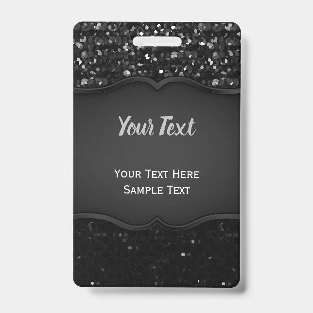 Tarjeta De Identificación Collar de cristal negro brillante (Parte frontal)