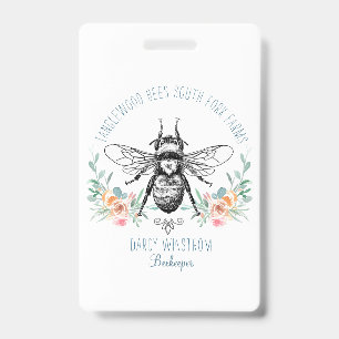Tarjeta De Identificación Colmena floral caprichosa dibujada a mano
