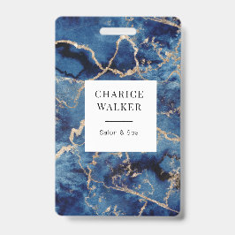Tarjeta De Identificación color azul marino olas oro salón oceánico nombre m