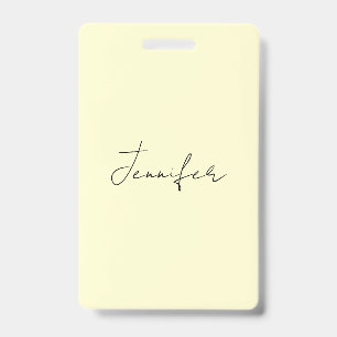 Tarjeta De Identificación Color crema elegante minimalista moderno nombre ll
