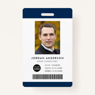 Tarjeta De Identificación Color editable Añadir logotipo Código de barras Em