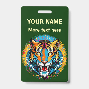 Tarjeta De Identificación Colores de arcoíris de cabeza de tigre pintan manc