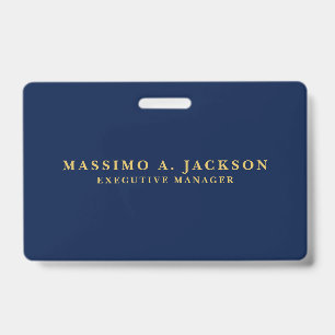 Tarjeta De Identificación Colores dorados azules Profesional Moderno Llano d