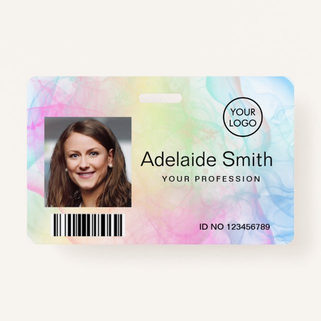 Tarjeta De Identificación colores pastel arcoiris tinta (Anverso)