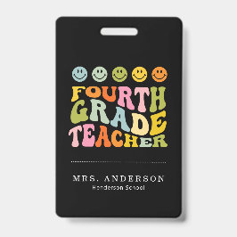 Tarjeta De Identificación Colorful Fun Cuarto Grado Nombre Personalizado del