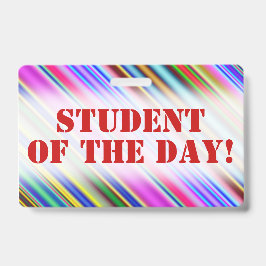 Tarjeta De Identificación Colorido "ESTUDIANTE DEL DÍA!" Insignia Motivacion