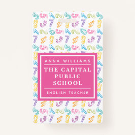 Tarjeta De Identificación Colorido número de profesores de matemáticas de la