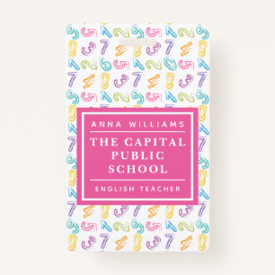 Tarjeta De Identificación Colorido número de profesores de matemáticas de la