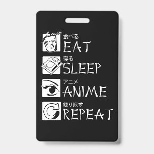 Tarjeta De Identificación Comer Sleep Anime Repetir Idea de Regalo Cosplayer